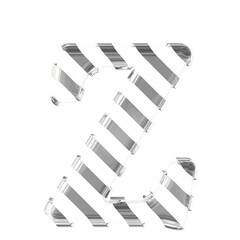 White symbol with thin silver diagonal straps. letter z