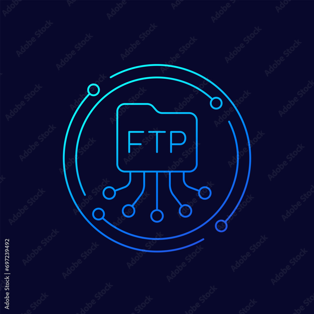 Aufkleber ftp icon with a file folder, linear design