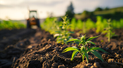 Grünes Gold: Cannabis Anbau Plantage auf einer Farm - KI Generiert - obrazy, fototapety, plakaty