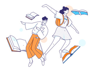 Character reading quietly vector concept operation hand drawn illustration
