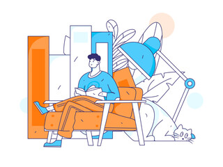 Character reading quietly vector concept operation hand drawn illustration
