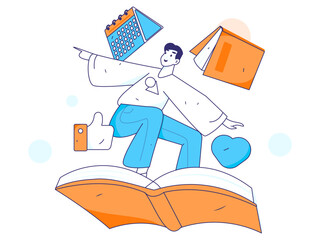 Character reading quietly vector concept operation hand drawn illustration
