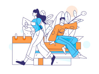 Character reading quietly vector concept operation hand drawn illustration
