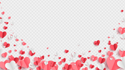 Red, pink and white hearts. Vector illustration. Paper cut decorations for Valentine's day design. Stock royalty free vector illustration. PNG	 - obrazy, fototapety, plakaty