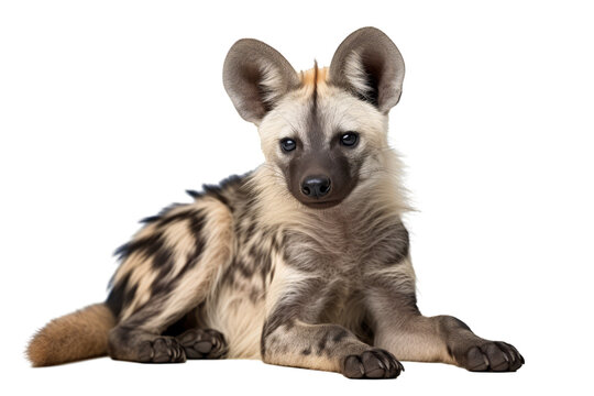 An African Aardwolf isolated on a white background.