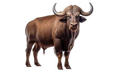 An African Buffalo isolated on a white background. - obrazy, fototapety, plakaty