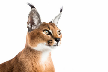 An African Caracal isolated on a white background