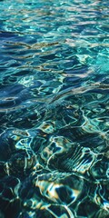 Fototapeta na wymiar Summer Serenity: Vibrant Turquoise Water Background with Rippling Waves and Sunlit Reflections