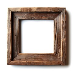Blank Wooden Picture Frame on Isolated White Background for Your Creative Design