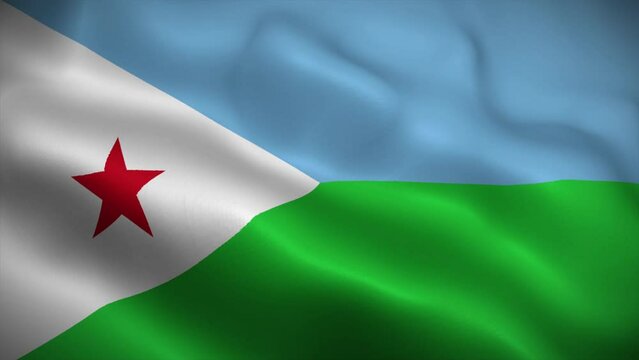 Djibouti flag waving animation, perfect loop, official colors, 4K video