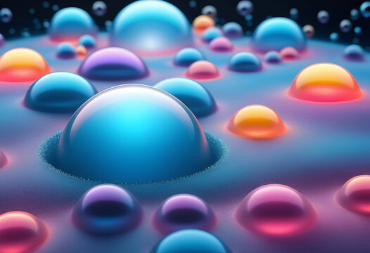3D colorful glowing bubbles background. Backgrounds, Wallpapers.
