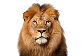 An African lion isolated on a white background