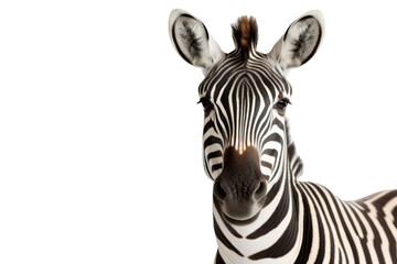 An African zebra isolated on a white background