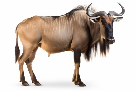 An African Wildebeest isolated on a white background