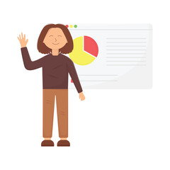 woman presenting illustration