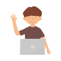 man working on laptop illustration
