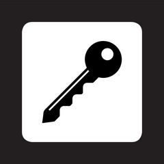 Key icon vector. Key logo design. Key vector icon illustration in square isolated on black background