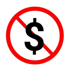 Forbidden money dollar sign icon  - obrazy, fototapety, plakaty