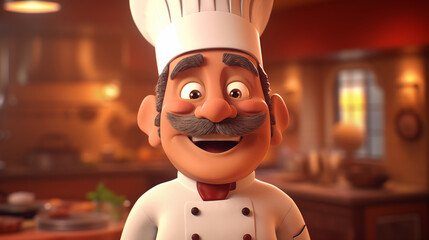 Hand drawn cartoon chef illustration material

