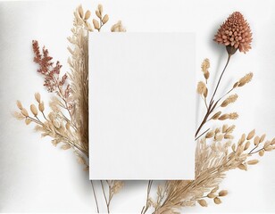  Blank White Greeting Card paper with wheat