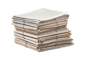 Some neatly bundled old newspapers isolated on a white background