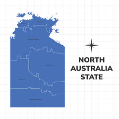 North Australia State map illustration. Map of the state in Australia