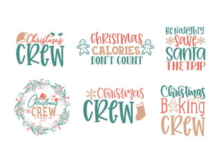 Set of Christmas quotes sayings and phrase typography handwriting bundle collection vector