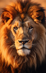 Naklejka premium leão em hora dourada 