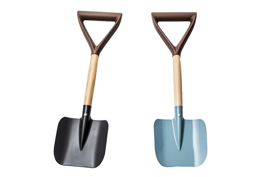 Garden Shovels with Wooden Handles Isolated on White