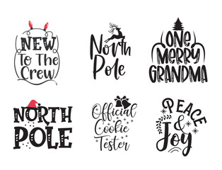 Set of Christmas quotes sayings and phrase typography handwriting bundle collection vector
