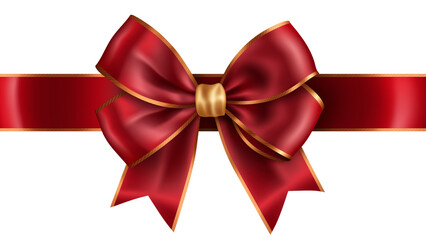 Fototapeta premium Red ribbon and bow with gold edges