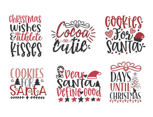 Set of Christmas quotes sayings and phrase typography handwriting bundle collection vector