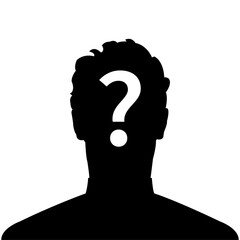Anonymous man silhouette profile picture with question mark  - obrazy, fototapety, plakaty