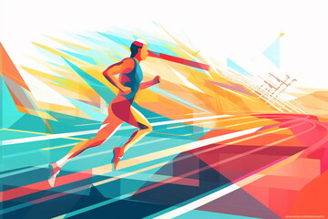 Runner at the stadium vector illustration