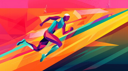 Runner at the stadium vector illustration