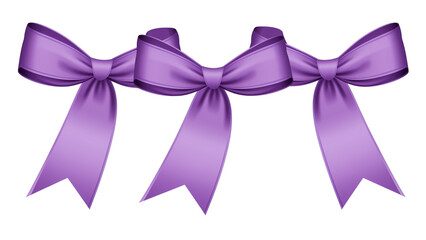 A group of three purple ribbons for cancer fight day