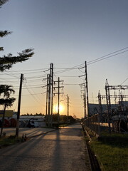 Sunset at Provincial Electricity Authority region 3 Nakhon Ratchasima, Thailand 