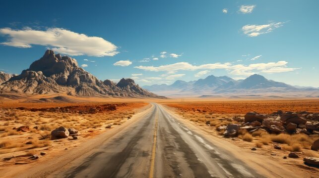 Generative AI image of a desert road