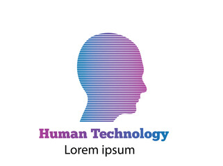 Artificial Intelligence Concept Colorful Human Head. Modern Technology and Human Mind Vector Art