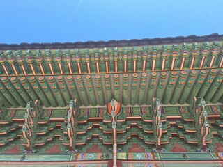 Seoul, South Korea - 2023-10-23 : Traditional Korean Architecture: Eaves of Changgyeong Palace