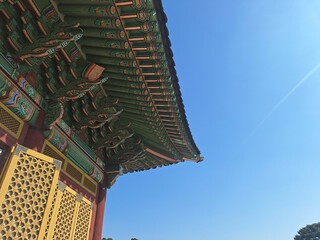 Seoul, South Korea - 2023-10-23 : Traditional Korean Architecture: Eaves of Changgyeong Palace