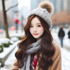 Korean beauties on the streets in winter