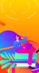 Character reading quietly vector concept operation hand drawn illustration
