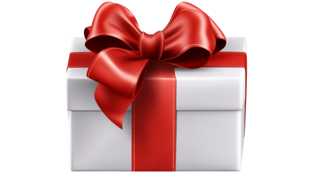 A Beautiful White Gift Box with a Red Bow