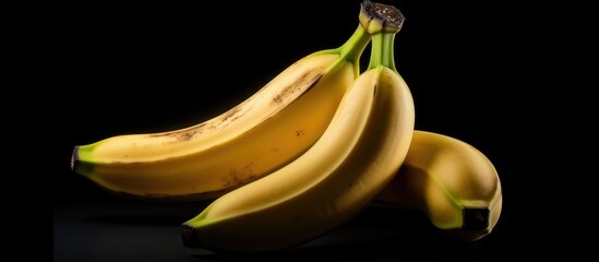 banana on black background.
