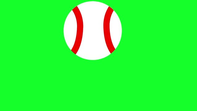Animation of a baseball bouncing with green screen. Nice ball icon for your needs.