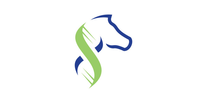 The logo design combines the shape of a horse's head with a genetic or DNA symbol.