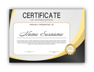 Certificate. The template of the form with the award badge. Modern design to confirm training, education and professional development