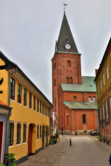 Denmark aalborg city view on a cloudy spring day