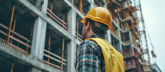 Construction Site Inspection by a Safety Officer in Reflective Vest